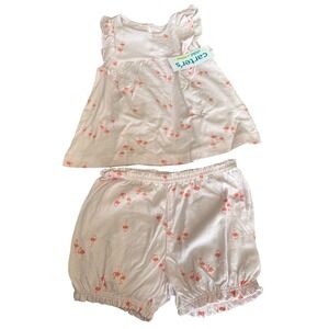 NWT Child of Mine by Carter's Baby Girl Outfit 12M Flamingo 2 Piece Top Shorts
